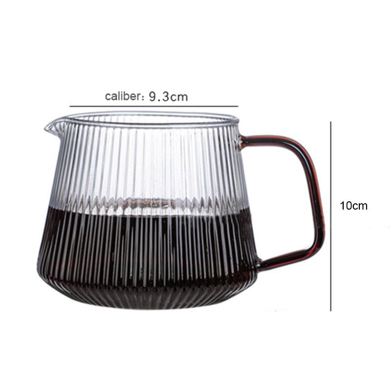 Striped Glass Coffee Pot - V-Shaped Spout, Practical & Reusable Coffeeware 350ml/500mL