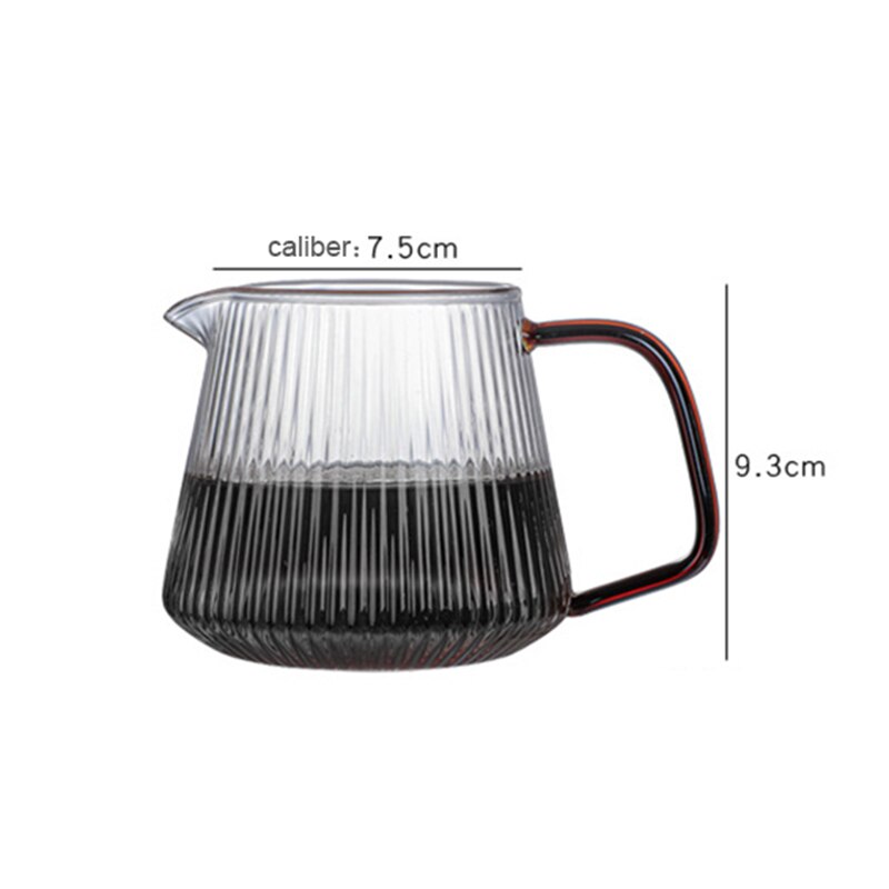 Striped Glass Coffee Pot - V-Shaped Spout, Practical & Reusable Coffeeware 350ml/500mL